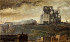 Der Butte Montmartre mit dem im Bau befindlichen Sacré-Coeur, ca. 1890 von François Marius Borrel