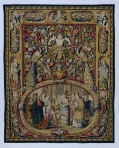 Christus en de overspelige vrouw, in een cartouche en een groteskendecor von François Spiering (possibly)