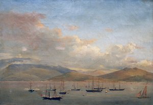 Neapolitanische, französische und spanische Flotten in der Bucht von Gaeta von François Vervloet