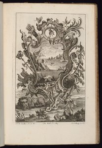 Kartusche mit Köcher und Löwe, Livre de Cartouches Irréguliers (Buch der unregelmäßigen Kartuschen)