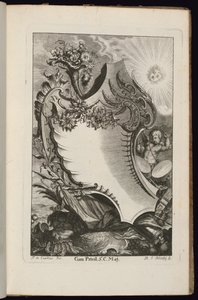 Kartusche mit Füllhorn und Sonne, Buch der unregelmäßigen Kartuschen