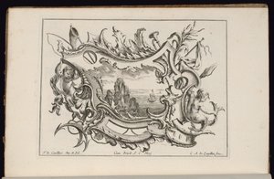 Kartusche mit jungen Tritonen, Livre de Cartouches Irréguliers (Buch der unregelmäßigen Kartuschen)