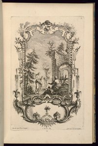 Entwurf für Kartusche mit großen und kleinen Fächern von François de Cuvilliés the Elder