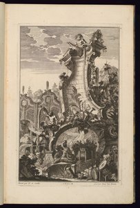 Design für einen Brunnen mit Trophäe aus Musikinstrumenten von François de Cuvilliés the Elder