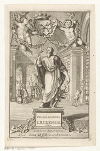 Asklepios, Titelblatt für: S.n., Pharmacopoea Leidensis, amplissimorum magistratuum auctoritate instaurata, 1770