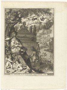 Muse und Putti sitzen am Grabdenkmal des Dichters Arnold Moonen von François van Bleyswijck