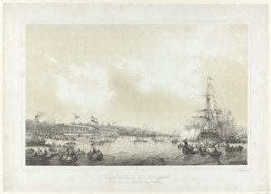 Der erste Wettbewerb des Königlichen Niederländischen Yachtclubs, abgehalten am 10. Juni 1846 auf der Maas in Rotterdam von Frans Arnold Breuhaus de Groot