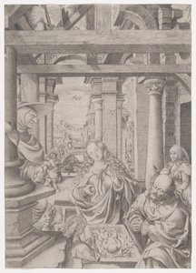 Die Anbetung der Hirten, ca. 1522-25 von Frans Crabbe van Espleghem