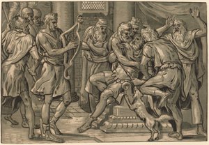 David spielt die Harfe vor Saul