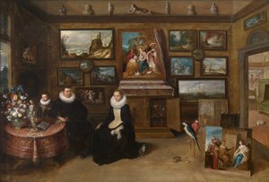 Die Kunstkammer mit einem verheirateten Paar und ihrem Sohn, erstes Drittel des 17. Jahrhunderts
