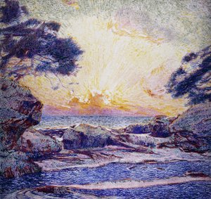 Küstenszene; Sonnenuntergang; Scène de Côte; Coucher de Soleil