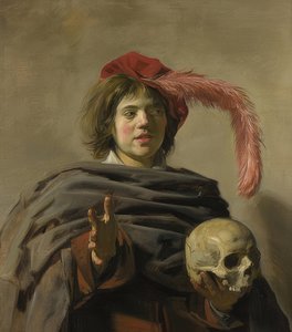 Bildnis eines jungen Mannes mit Totenschädel (Vanitas) von Frans Hals