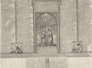 Christus und der heilige Franziskus bei einem Baum mit Heiligen von Frans Heylan