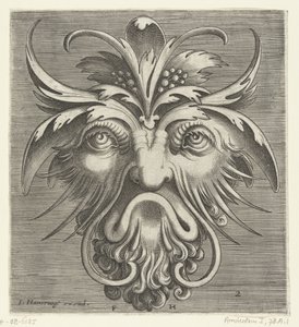 Maske mit einem Bart mit Locken (Serie: Pourtraicture ingenieuse de plusieurs facons de masques)