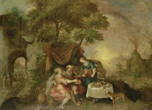 Lot und seine Töchter von Frans II Francken