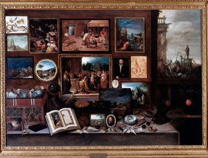 Ansicht eines Kuriositätenkabinetts oder Wunderkammer von Frans II Francken