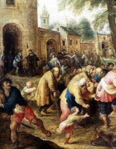 Die Werke der Barmherzigkeit (Detail) von Frans II the Younger Francken