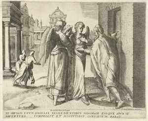Lot und die zwei Engel von Frans Menton
