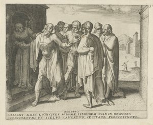 Lot mahnt die Menge zur Ruhe (Geschichte von Lot) von Frans Menton