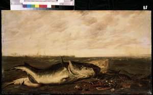 Fisch und Hummer am Strand