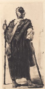 Arabischer Bettler von hinten gesehen