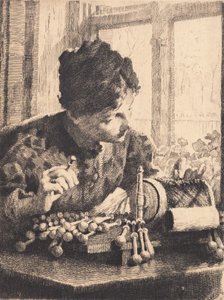 Spitzenklöpplerin am Fenster von Frans Schwartz