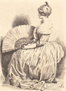 Sitzende Dame mit Fächer