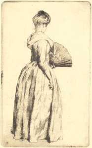 Stehende Dame mit einem Fächer von Frans Schwartz