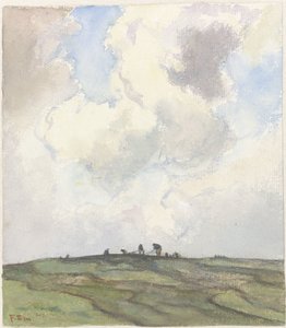 Netze flicken auf einer Wiese hinter den Dünen von Frans Alexander Evert Lodewijk Smissaert
