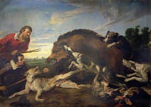 Die Wildschweinjagd, ca. 1640 von Frans Snyders or Snijders