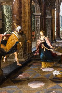 Salomo empfängt die Königin von Saba in seinem Palast von Frans & Vries Paul V. de (1567 1630) Francken