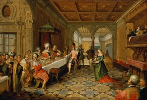 Salome präsentiert das Haupt von Johannes dem Täufer König Herodes von Frans and Vries, Paul V. de Francken