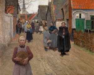 Die Brotverteilung im Dorf von Frans Van Leemputten