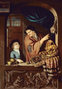 Der Kastanien- und Kipperseller, 1722 von Frans van Mieris