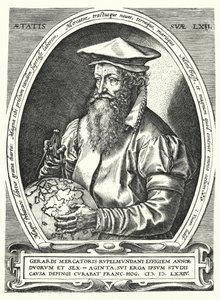 Gerardus Mercator, flämischer Kartograph, Geograph und Kosmograph (Gravur) von Franz (after) Hogenberg