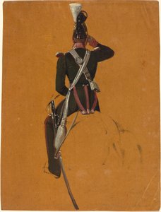 Ein berittener Kavallerieoffizier von hinten gesehen von Franz Adam