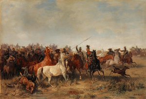Ulanen stehlen Pferde von Honved-Husaren, 1863