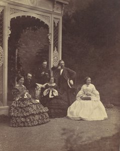 Porträt von drei Frauen und Männern in einem Garten von Franz Antoine