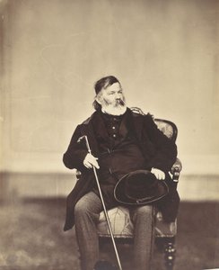 Sitzender Mann mit Stock und Hut, 1850er-60er Jahre