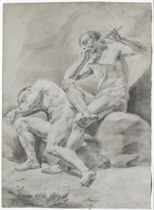 Zwei nackte Männer, schlafend und Flöte spielend von Franz Anton Maulbertsch