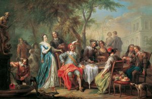 Unterhaltung im Freien mit Wein und Gesang von Franz Christoph Janneck