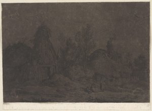 Mondlichtszene mit Figuren vor einer Hütte von Franz Edmund Weirotter