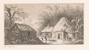 Frau und Kind schleppen ein Bündel Zweige von Franz Edmund Weirotter