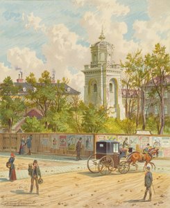 Die Währinger Straße in Wien (mit dem Turm der Ferdinands-Wasserleitung) von Franz Gerasch