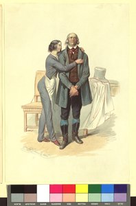 Ida Schuselka-Brüning als Bäckerjunge Georg und Carl Carl als Pächter Landry in "Ein Abend, eine Nacht und ein Morgen in Paris" von Franz Gerasch