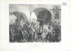 Die Barrikade an der k. k. Universität am 26. Mai 1848