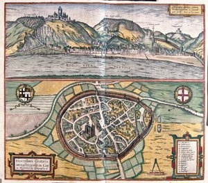 Genaue Darstellung der Stadt Münstermaifeld im Maifeld, Deutschland von Franz Hogenberg