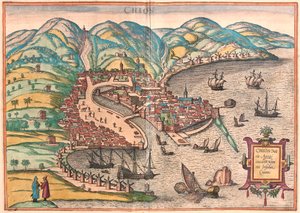 Chios oder Chio, Griechenland (Gravur) von Franz Hogenberg