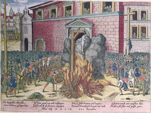 Hinrichtung von Anne du Bourg auf dem Place de Grève (23. Dezember 1559)