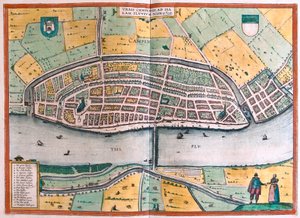 Kampen und der Fluss IJssel, Niederlande (Gravur)